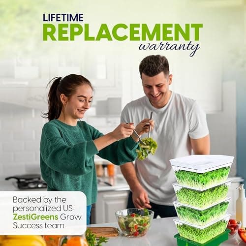 ZESTIGREENS 4-Tier Sprouting Kit with Drain Spout – Stackable Seed Sprouter Trays for Growing Fresh Sprouts at Home – BPA-Free, Easy Rinse & Drain System thumbnail 6