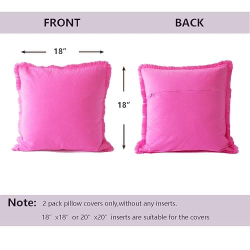 Boho Pillow Covers Hot Pink Pillow Covers 18x18 Soft Square Cushion Cases Decorative Pink Throw Pillows Set of 2 for Sofa Bedroom Car 18 x 18 Inch Hot Pink thumbnail 3