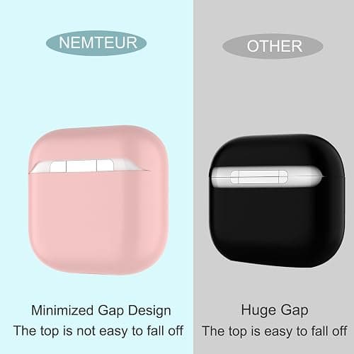 Nemteur Coque pour Airpods 4, Étui de Protection Mince en Silicone pour AirPods 4th 2024 (USB-C) Skin Front LED Visible Silicone Case, Rose thumbnail 3