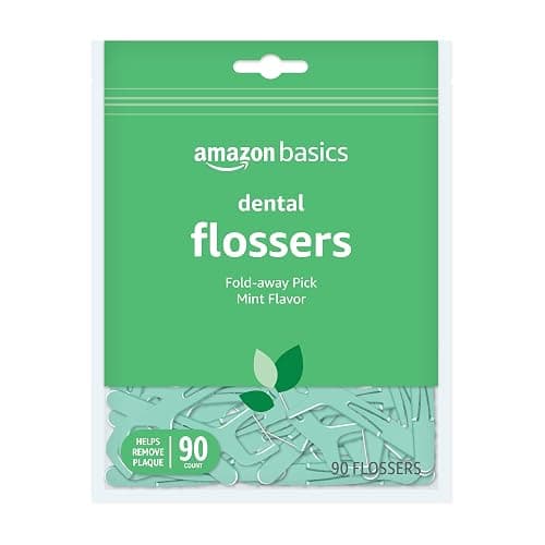 Amazon Basics Mint Dental Flossers, 90 Count, 1 Pack (Previously Solimo) - 90 Count (Pack of 1) - Image 1