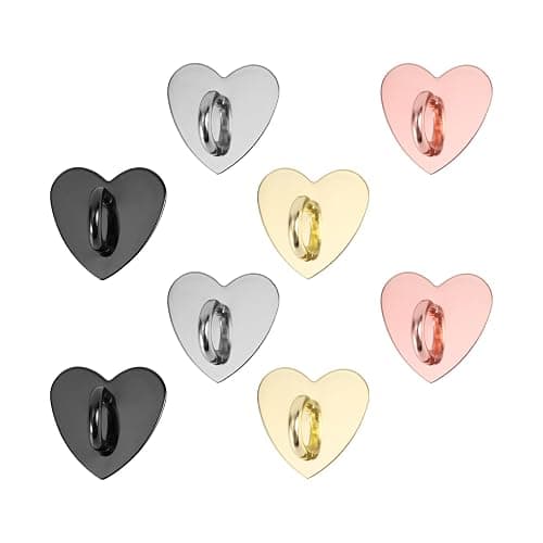 Gosknor 8pcs Cell Phone Ring Holder, Cute Heart Phone Charm Hooks Adhesive Smartphone Finger Ring Stand Sticky Metal Loop Grip for Cellphone Case Pad Tablet DIY Accessories - Image 1