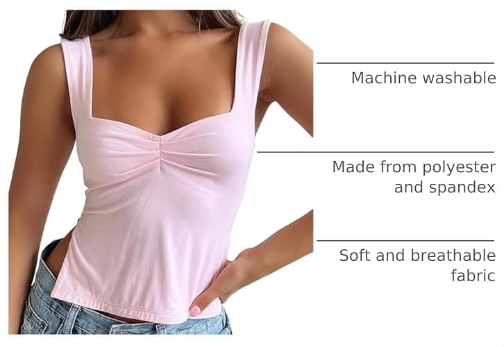 Trendy Queen Womens Cute Summer Going Out Backless Crop Tank Top | Sweetheart Neckline Shirts Y2k Concert Tops for juniors Preppy Clothes thumbnail 4