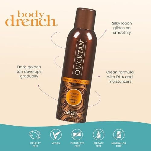 Body Drench QuickTan Instant Self Tanner Bronzing Spray, Salon-Quality Medium/Dark Tan, Streak-Free, Tinted Formula, 6 oz, 1-pack thumbnail 4