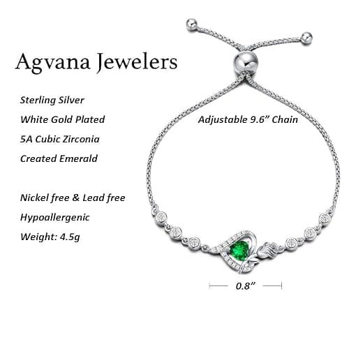 AGVANA Christmas Gifts Rosy Reverie Birthstone Bracelet for Women Sterling Silver Genuine or Created Gemstone Tennis Bracelet Rose Heart Jewelry Anniversary Birthday Gifts for Women Mom Wife Her thumbnail 5