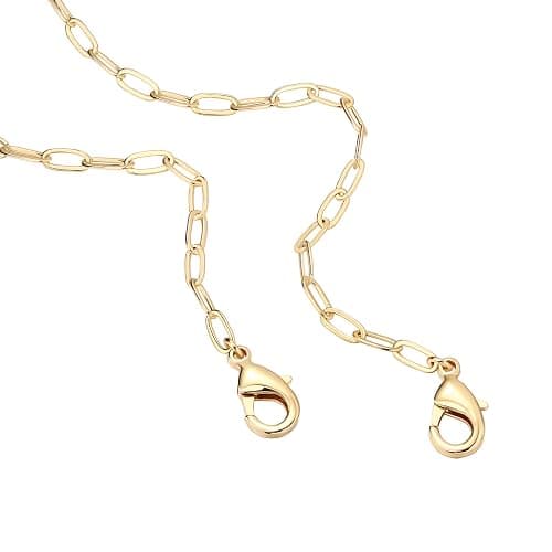 PAVOI 14K Gold Plated Curb Paperclip Box Sphere Bead Snake Herringbone and Figaro Chain Adjustable Necklace thumbnail 3