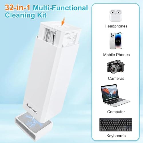ARVOK Phone and Laptop Cleaning Kit, 32 in 1 Computer Laptop Cleaner Kit, Multi-Function Electronic Cleaner Kit for Earbuds, Cellphones, Keyboard, Screens, Camera Lens, Chargers, Electronics Devices thumbnail 4