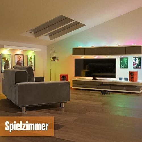 HELPLEX Unterbauleuchten, 6 RGBW Kabellose Schrankbeleuchtung RGBW 16 Farben LED Nachtlicht mit Fernbedienung und Timing-Funktion, Batteriebetriebene Schrankleuchten Beleuchtung Dimmbar Treppenlicht thumbnail 4