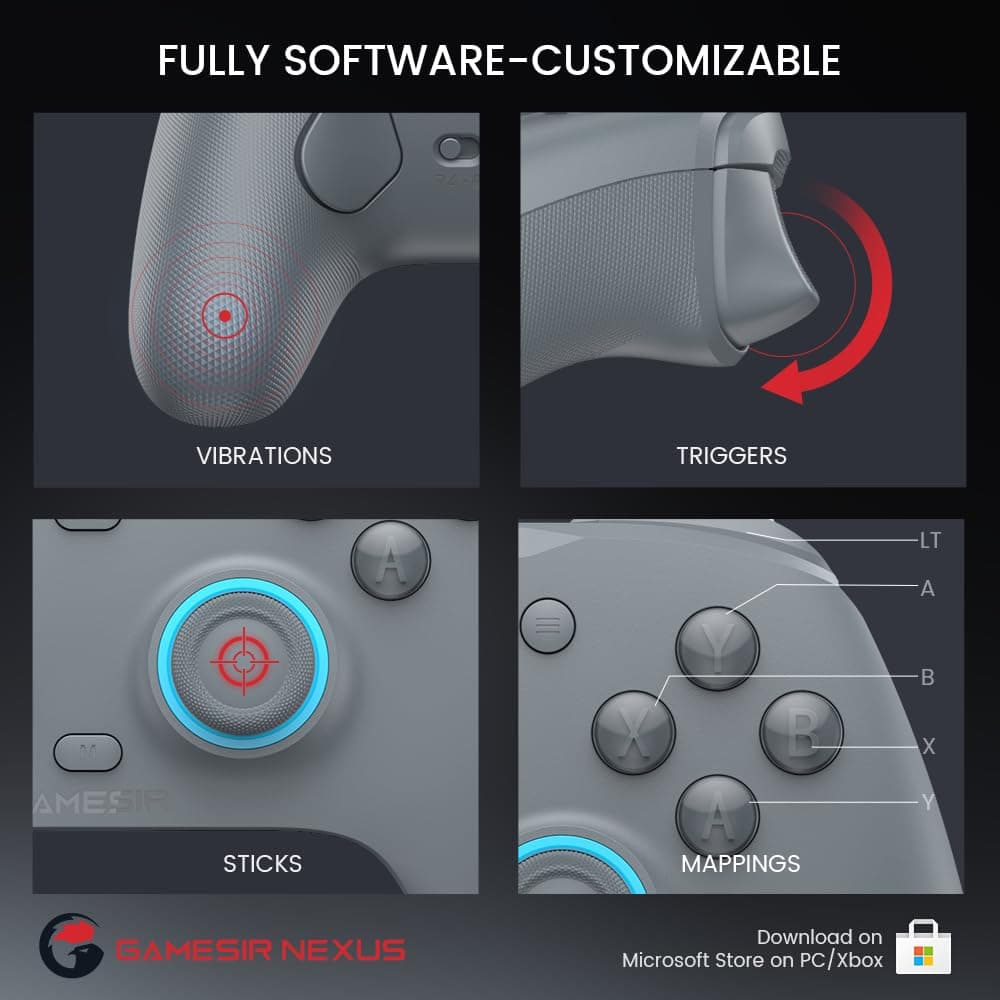 GameSir G7 SE Wired Controller for Xbox Series X|S, Xbox One & Windows 10/11, Plug and Play Gaming Gamepad with Hall Effect Joysticks/Hall Trigger, 3.5mm Audio Jack-Gray thumbnail 7