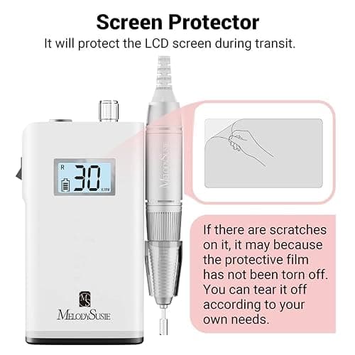 MelodySusie Professional Rechargeable 30000 rpm Nail Drill,SC320H Portable Electric E File Scamander, Acrylic Gel Grinder Tools with 6 Bits and Sanding Bands for Manicure Pedicure Carve Polish (White) thumbnail 7