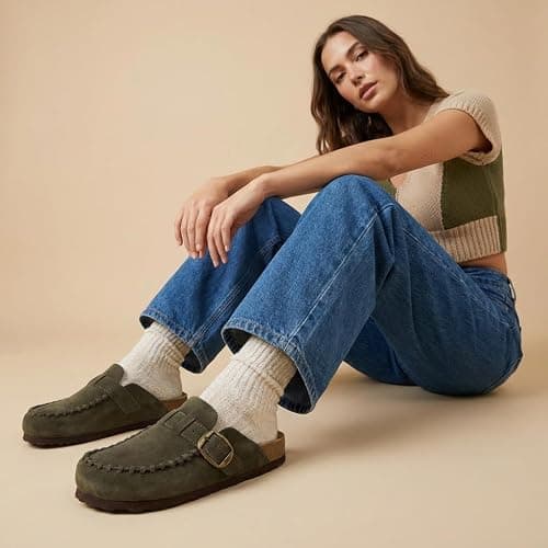 CUSHIONAIRE Canoe Genuine Suede Clogs for Women Footwear with Moc Toe Design – Casual Slip On Womens Shoes thumbnail 6