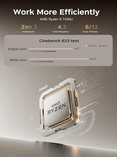 KAIGERR Gaming Laptop, Laptops with AMD Ryzen 7430U(Up to 4.3GHz), 16GB DDR4 512GB SSD Laptop Computer, 15.6inch Windοws 11 Laptop, 1920P FHD Display, WiFi 6, USB3.2, Type_C thumbnail 3