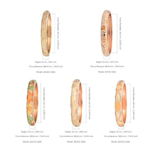 UJOY Bangles 5 Pcs Enamel Jewelry Set Rose Flower Engraved Cloisonne Bracelets Pack in a Box 5PCS thumbnail 4