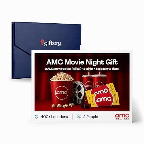 Giftory AMC Movie Night Gift for 2, Movie Tickets, Drinks & Popcorn | Excludes NY, NJ, CA, 400+ Locations, Experience Gift Box for Couples, Perfect for Birthdays - Image 1