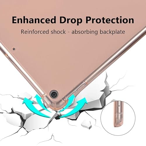 JOYLAND Cute Peach Bunny for 12.9 Inch iPad Pro 2022/2021/2020/2018 with Pencil Holder, Cartoon Printed Pink Trifold Stand Cover Full Body Protection, Auto Wake/Sleep - 12.9" iPad Pro(2018/2020/2021/2022) - Bunny thumbnail 4