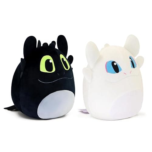 Periyholev Black Dragon Plush, 8-Inch Soft Stuffed Animal Toy, Round Kawaii Plushie, Fantasy Creature Gift for Kids & Fans (White Black) thumbnail 3