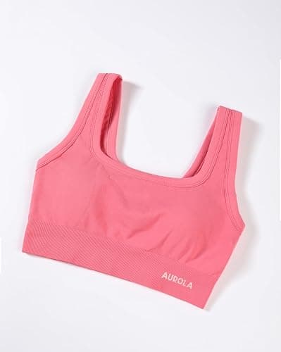 AUROLA Power Womens Square Back Basic Sports Bra - Square Neck Padded Low Impact Yoga Bra Workout Crop Top thumbnail 5