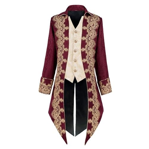 Crubelon Men Steampunk Medieval Jacket Gothic Victorian Frock Coat Uniform - Image 1