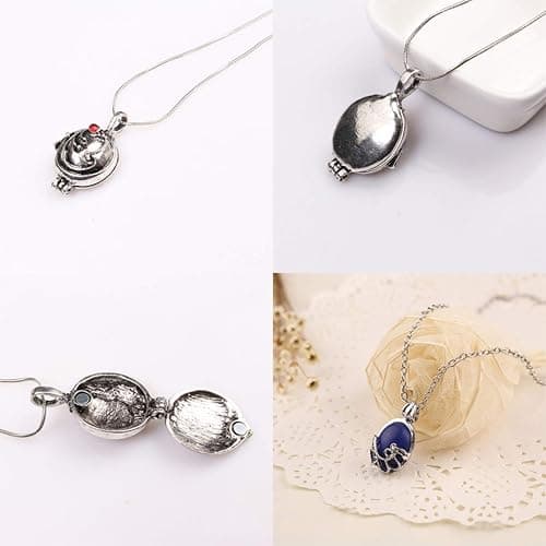 UoYu 4 pcs Opening Vervain Locket Pendant Necklace and Daywalking Katherine Necklace Pendant Charm Necklace-Royal Blue Diamond Stud Earrings S Ring thumbnail 5