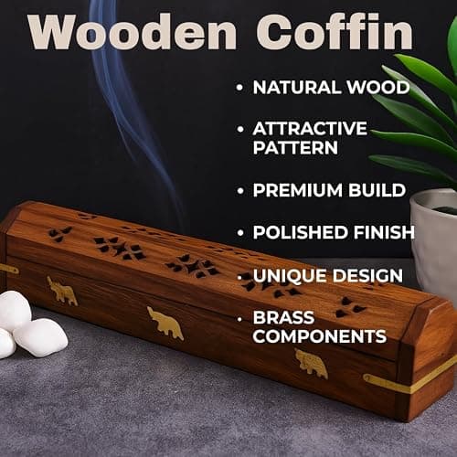 Bless-International Traditional-Handmade-Burner Wooden-Coffin-Incense-Stick-Holder Ash-Catcher-Stand (Wooden Coffin) thumbnail 5