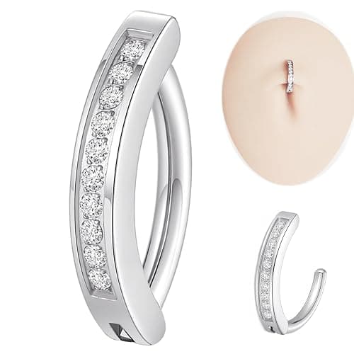 ORANGELOVE G23 Titanium 14G Belly Button Rings for Women Hinged Hoop Clicker Belly Ring Reverse Curved Navel Ring Floating Navel Barbell Piercing Jewelry 14 Gauge 8mm 10mm 12mm 14mm - Image 1