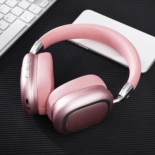 New Wireless Headset, Hifi Clear Call, Comfortable Fit With Head, Foldable, Rotatable, Stretchable. Compatible with Mobile Phones, Computers, MP3 and Other Devices. Wireless Headphones (Pink) thumbnail 8