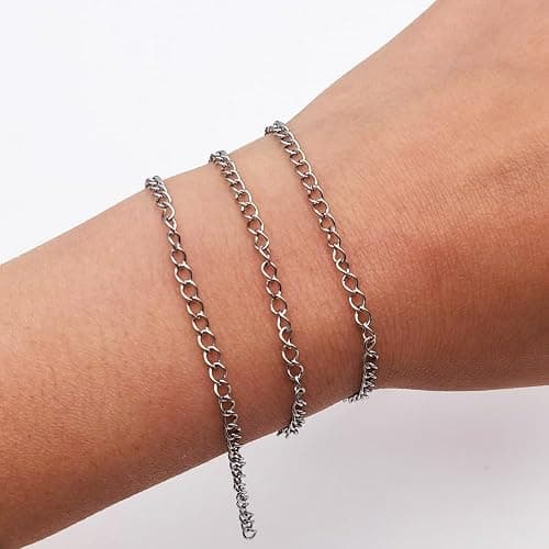 INSPIRELLE 30 Foot Stainless Steel Curb Chains 3mm Tarnish Resistant Extender Chain for Bracelet Necklace Jewelry Making thumbnail 5