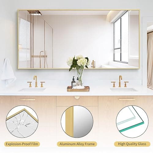 Koonmi 71"x30" Floor Mirror Full Length, Bedroom Floor Body Mirror with Stand, Large Gold Mirror, Leaning, Standing or Hanging Horizontally/Vertically thumbnail 5