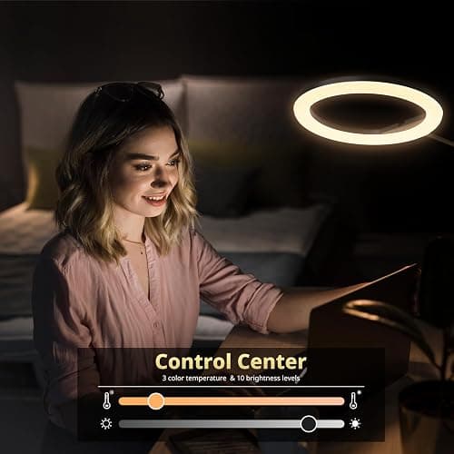 UBeesize 10" Ring Light with Overhead Phone Mount, LED Selfie Light with Stand and Phone Holder, Desk Light for iPhone, Desk Tripod for Video Recording, YouTube, TikTok, Live Stream, Cooking, Vlog thumbnail 3