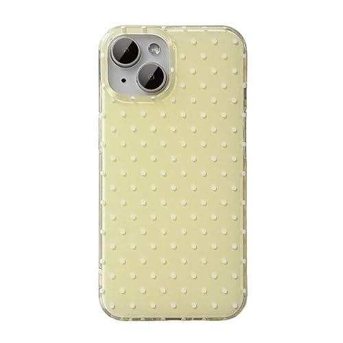 QLTYPRI Cute Phone Case for iPhone 13/iPhone 14 Case Polka Dot Fashion Aesthetic Design for Women Girls, Slim TPU Shockproof Protective Phone Cover for iPhone 13/14 - Yellow - Image 1