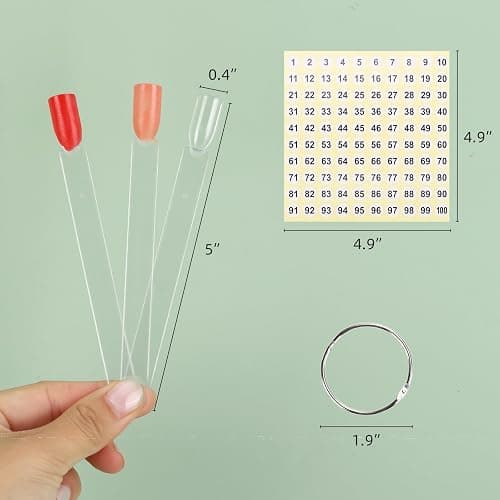 150 Pcs Nail Swatch Sticks with Ring, Square Nail Polish Color Sample Sticks Display for Board Home thumbnail 3