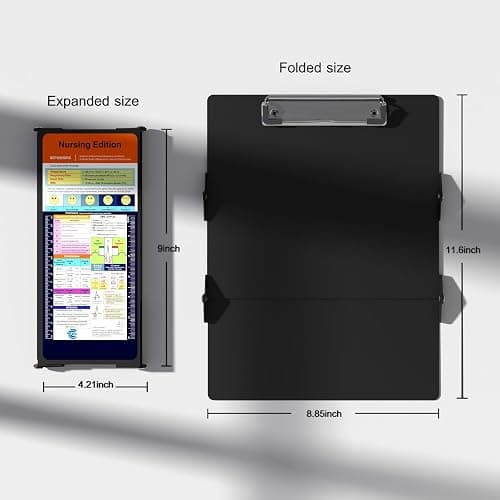 Nursing Clipboard Foldable Pocket Size-Nursing Edition Cheat Sheets Aluminum 3 Layers Foldable Clipboard Nursing Nurse Clipboard Foldable fits in Nurses Doctors(Black) thumbnail 3