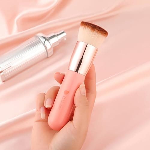DUcare Foundation Brush for Liquid Makeup, Self Tanner Brush Flat Top Kabuki Professional Makeup Brushes Blending Mineral Powder Buffing Stippling Makeup Tools, Pink - Pink thumbnail 5