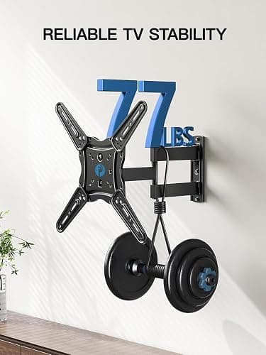 Pipishell Full Motion TV Wall Mount for 26-65 inch Flat or Curved TVs up to 77 lbs, TV Bracket Wall Mount with Articulating Arms, Extension, Tilt, Swivel, Leveling, Max VESA 400x400mm, PIMF7 thumbnail 4