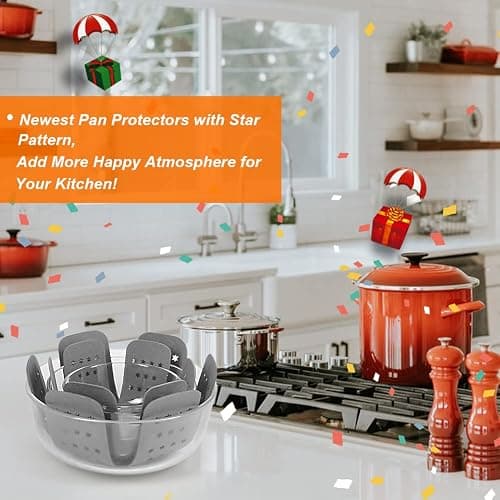 BYKITCHEN Pan and Pot Protectors, Larger & Thicker Pan Protectors with Stars, Set of 6 and 3 Different Sizes, Pot Protectors for Stacking and Protecting Your Cookware thumbnail 6