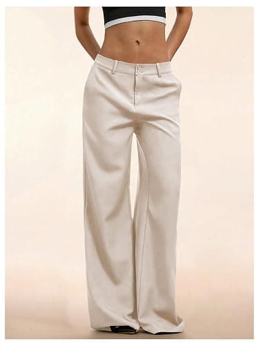 GORGLITTER Women's Dress Pants Low Rise Wide Leg Trousers Business Casual Work Dressy Low Waisted Straight Slacks Pants thumbnail 6
