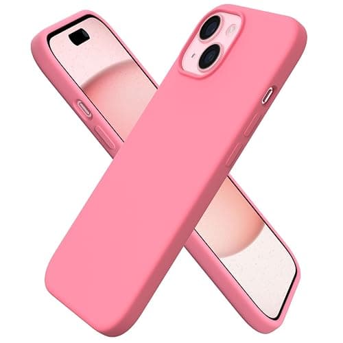 ORNARTO Compatible with iPhone 15 Case, Slim Liquid Silicone 3 Layers Full Covered Soft Gel Rubber Phone Case Protective Cover with Microfiber Lining 6.1 Inch-Sweetie Pink - Image 1