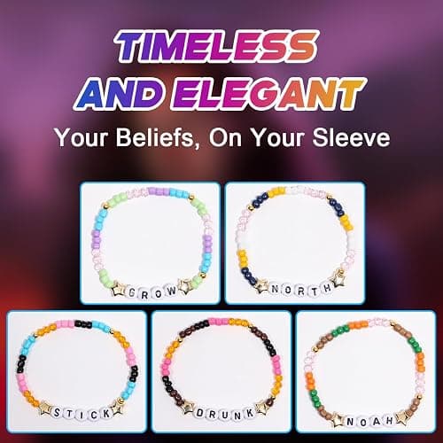 AICase for Noah Merch Gifts Inspired Bracelets 5 Pcs Stackable | Stretch Beaded Friendship Bracelets Concert Outfit Vinyl Poster Sticker Merchandise Gifts for Fans Women Birthday Christmas thumbnail 4