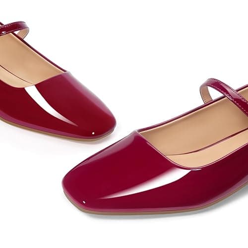 Lookyno Mary Jane Shoes Women Square Toe Mary Jane Flats Casual Ballet Flats with Ankle Strap Dressy Comfortable thumbnail 2