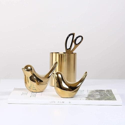 FANTESTICRYAN Small Birds Statues Gold Home Decor Modern Style Figurine Decorative Ornaments for Living Room, Bedroom, Office Desktop, Cabinets thumbnail 2