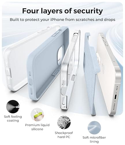 AOTESIER Compatible with iPhone 14 Case, Full Body Food-Grade Silicone Wear-Resistant, Anti-Drop Protection with Soft Anti-Scratch Microfiber Lining Phone Case for iPhone 14, 6.1 inch,Baby Blue thumbnail 7
