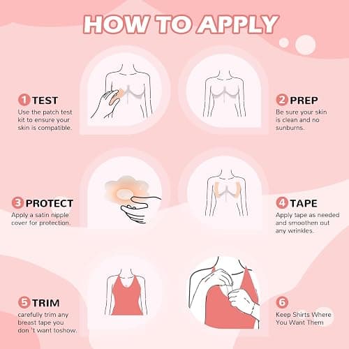 Mciotk Boob Tape Kit for Large Breast Lift,2 Pcs Nipple Covers & Breathable Body Tape,Invisible Adhesive Bra Tape A-G,Beige thumbnail 3