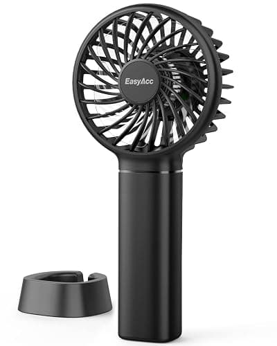 EasyAcc Mini Handheld Fan, Portable Personal Pocket Fan Lifetime Service Powerful Wind 3 Speeds with Lanyard and Detachable Base Cooling Desk Fan for Kids Elderly Women for Travel Outdoor Office Pink - Pink thumbnail 2