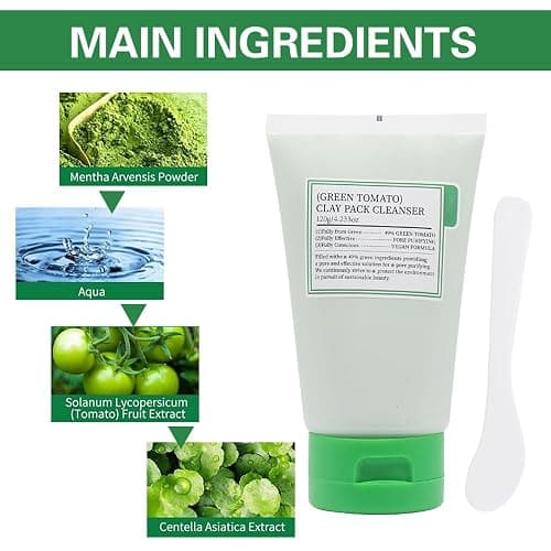 Grüne Tomate Maske, Gesichtsreinigungs-Ton-Maske, Auftragen der Maske, Hydratisieren, Befeuchten, Grüne Tomaten-Ton-Maske, Reinigung der Poren des Gesichts thumbnail 5