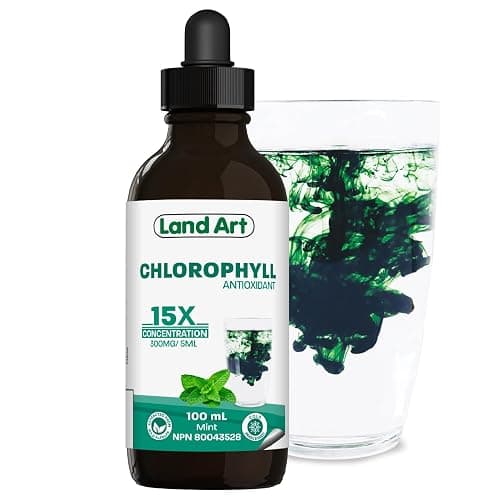 Liquid Chlorophyll Drops Mint 15X Concentrated 100ml - Detox - Alkaline - Natural Body Deodorant - Antioxidant - Cold Extracted from Non-GMO Alfalfa - Made in Canada - Image 1