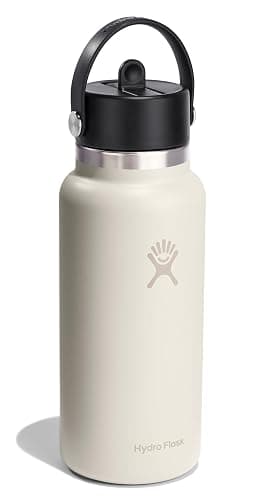 Hydro Flask Water Bottle - Insulated Stainless Steel - Wide Straw Lid, Non Spill, Leakproof in 32 Oz Ivory thumbnail 4