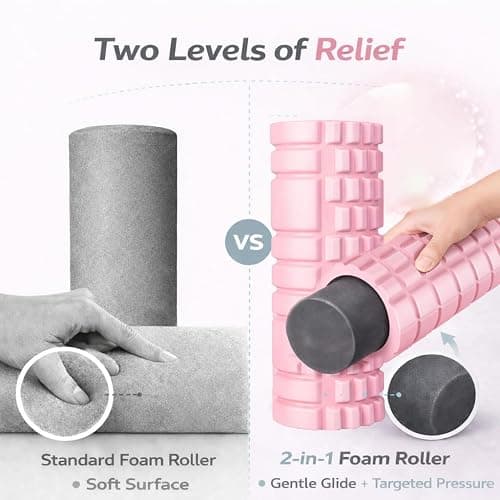2 in 1 Foam Roller, Back Roller Foam For Back Pain, Muscle Roller Stick,Spiky columna de masaje Textured Deep Massage Roller with Smooth Style Roller High Density Roller for Exercise and Recovery（Pink） thumbnail 3