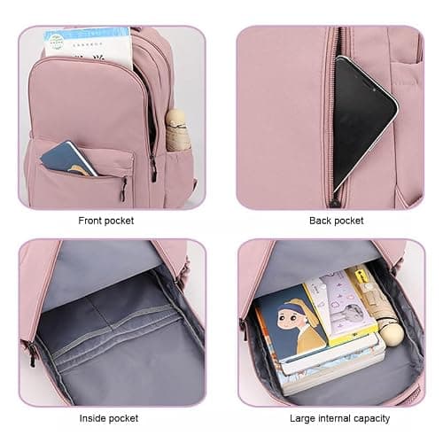 School Bags for Girls, Lightweight Backpack School Bags for Girls Secondary School, Waterproof Rucksack Aesthetic School Backpacks Casual Daypack for Kids, Women, Men, College Travel Work Bag - Black thumbnail 6