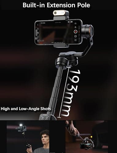 hohem iSteady M7 Gimbal Stabilizer for iPhone, 3-Axis Smartphone Gimbal with Magnetic AI Tracker Fill Light, Detachable Touchscreen Remote Controller, Built-in Extension Rod, 500g Payload thumbnail 6