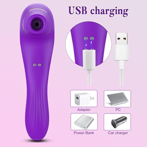 Vibromasseur, Femme Clitoridien Puissant Sextoy - Sextoys avec 10 Succion 10 Vibration Modes Sex Toýs Couple Femme USB rechargeable Gode Vibro-Masseur Sex Toys, Stimulateur Clitoridien à Succion - Violet-8cjf1 thumbnail 5