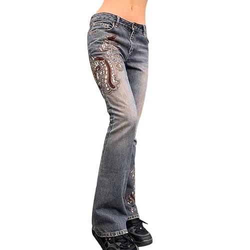 Baggy Denim Pants High Waisted Wide Leg Cargo Jeans Trousers thumbnail 2